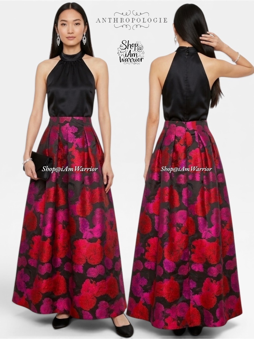 Anthropologie Eliza J. Floral jacquard ‘Composition’ ball skirt *iamwarrior